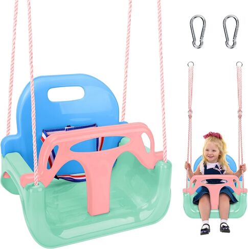 Baby Outdoor Swing - Toddler Swing Set - 3 in 1 Detachable Baby Swings for Infants to Toddler - Swing Chair for Kids - Indoor Swing for Kids Ages 1-5, Swing Seat for Playground (Green) in Saudi Arabia