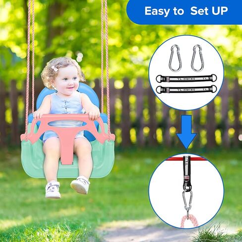 Baby Outdoor Swing - Toddler Swing Set - 3 in 1 Detachable Baby Swings for Infants to Toddler - Swing Chair for Kids - Indoor Swing for Kids Ages 1-5, Swing Seat for Playground (Green) in Saudi Arabia