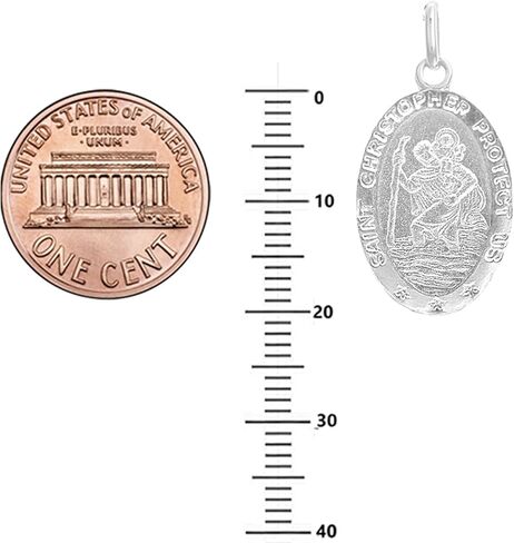Ritastephens Italian Sterling Silver Small Oval Saint St Christopher Medal Charm Pendant Necklace, 16mm, 20mm in Saudi Arabia