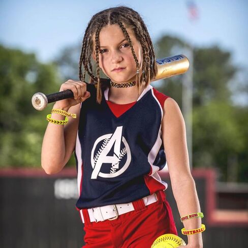 40 Pieces Softball Party Favors, Softball Silicone Wristbands Softball Hair Ties for Softball Game Day Boys Girls Teens Birthday Softball Theme Party Softball Team Awards Presents in Saudi Arabia