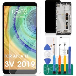Screen Replacement for Alcatel 3v 2019 OT-5032 5032W 6.7" LCD Display Digitizer Touch Screen Glass Frame Bezel Assembly