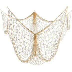 BLUE PANDA Natural Fishing Net Decorations, Nautical Wall Decor for Birthday Party, Baby Shower, Pirate Party, Hawaiian Luau, Ocean-Theme Events (79x60 in.)