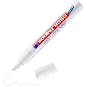edding 8050 tyre marker - white - 1 pen - round nib 2-4 mm - for marking tyres and other rubber surfaces, indoor and outdoor use, waterproof