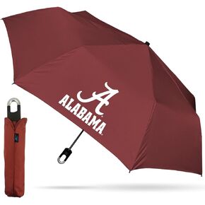 Mini Compact Storm Umbrella - NCAA Logo 42" Coverage, Folds to 11 Inches- Swivel Clip on Handle - Water, Wind & Rust Resistant, and Flexible Frame