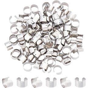 DICOSMETIC 100Pcs Cuff Earrings Findings 11x7mm Small Non Piercing Earrings Stainles Steel Cartilage Cuff Earring with Loop Adjustable Wrap Earring for Men and Women Earring Making Craft, Hole: 0.9mm