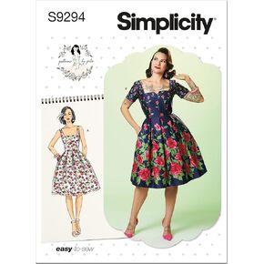 Simplicity Misses' Close Fitting Lined Dress Pack, Code 9294 Sewing Pattern, Sizes 6-14, White