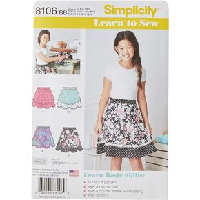 Simplicity 8106 Easy to Sew Plus Size Girl's Skirt Sewing Pattern, Plus Sizes 8 1/2-16 1/2