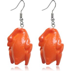PVC Simulation Fried Chickens Food Dangle Earrings for Women Girls Handmade Barbecue Food Resin Legs Wings Chicken Roasted Duck Funny Earrings Creative Jewelry