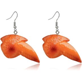 PVC Simulation Fried Chickens Food Dangle Earrings for Women Girls Handmade Barbecue Food Resin Legs Wings Chicken Roasted Duck Funny Earrings Creative Jewelry