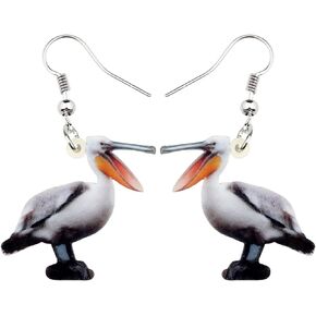 NEWEI Acrylic Unique Pelican Bird Earrings Drop Dangle Hook Wild Animal Jewelry For Women Girl Gifts Charm