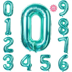 40 Inch Teal Blue Jumbo Digital Number Balloons 0 Huge Giant Balloons Foil Mylar Balloons for Baby Shower Party Ocean Mermaid Theme Birthday Decor Supplies in Saudi Arabia