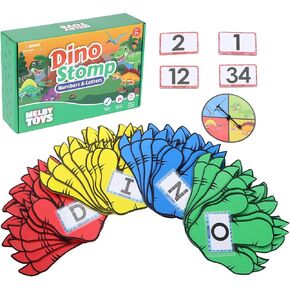 Dino Stomp Number & Alphabet Flash Cards I Preschool Learning Activities I Includes 26 Foam Floor Dinosaur Feet, ABC Flash Cards, Number Flash Cards & Phonics Flash Cards