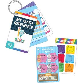 Carson Dellosa Be Clever Wherever Things on Rings My Math Reference, Kindergarten-Grade 2 Math, Book Ring and Hundred Chart, Money, Time, Place Value, Addition, Subtraction Flash Cards (16 pc) in Kuwait