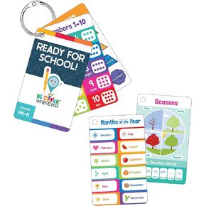 Carson Dellosa Be Clever Wherever Things on Rings My Math Reference, Kindergarten-Grade 2 Math, Book Ring and Hundred Chart, Money, Time, Place Value, Addition, Subtraction Flash Cards (16 pc)