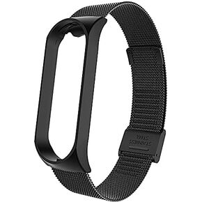 Metal Strap Compatible with Mi Band 6 / Mi Band 5/ Mi Band 4 / Mi Band 3, Smart Watch Wristbands Replacement Accessories (Black)
