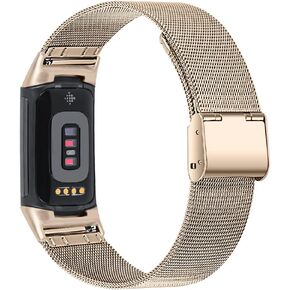 Chofit Metal Watch Bands Compatible for Fitbit Charge 6/Charge 5,Adjustable Stainless Steel Mesh Strap Wristband for Fitbit Charge 5 Women Men