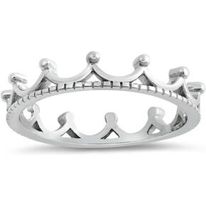 Oxidized Crown Tiara Royal Queen Ring New .925 Sterling Silver Band Sizes 4-10