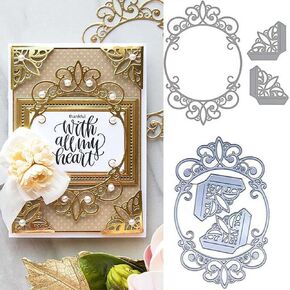 Oval Frame Metal Die Cuts,Lace Corner Border Wedding Cutting Dies Cut Stencils for DIY Scrapbooking Photo Decorative Embossing Paper Dies for Scrapbooking Card Making