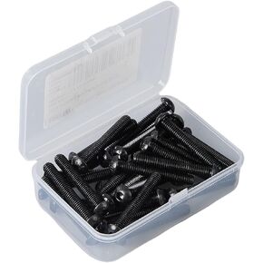M6 Button Head Socket Cap Screws Bolts, 10.9 Grade Alloy Steel, Black Oxide Finish, Metric Allen Hex Drive, Fully Threaded