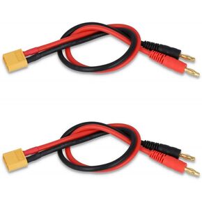 2pcs XT60 Male Connector to 4MM Bullet Connector Banana Plug RC Battery Charging Cable Adapter with 11.8inch 14AWG Silicone Wire for RC Helicopter Quadcopter Lipo Battery DJI Phantom