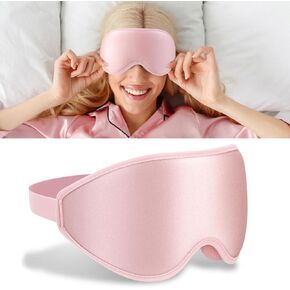 Pink Sleep Eye Mask, 3D Deep Contour 99% Light Blocking, No Eye Pressure, Breathable One-Piece Eye Mask with Adjustable Straps for Unisex Adult Women Men Travel Home Office Nap Break