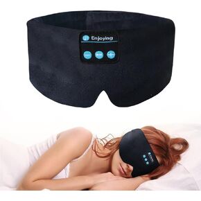 Sleep Eye Mask with Bluetooth Headphones, Wireless Sleep Mask Blackout Bluetooth Eye Mask for Sleeping Traveling Meditation Mask with Microphone (Black)