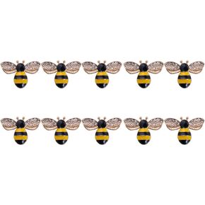 10 Pcs Rhinestone Alloy Enamel Bee Charms Pendant, Cute Honeybee Charms Embellishments for DIY Jewelry Making(Yellow)