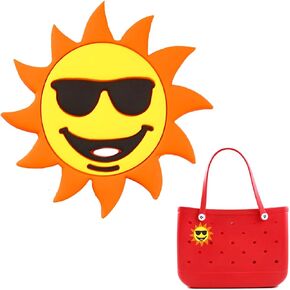 Charms For Bogg Bag Accessories Charms, Sun Charms For Beach Tote Bag Rubber Bag Decoration, Insert Decorative Words for Handbag Beach Tote Bag