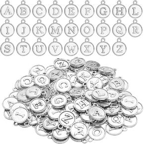 2 Sets(52 pcs) Alloy A-Z Initial Alphabet Letter Mixed Charms Pendants for DIY Jewelry Making,Bracelet and Crafting,Silver