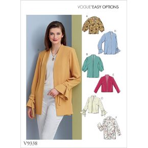 Vogue V9338E5 Easy Women's Loose-Fitting Unlined Jacket Sewing Patterns, Sizes 14-22
