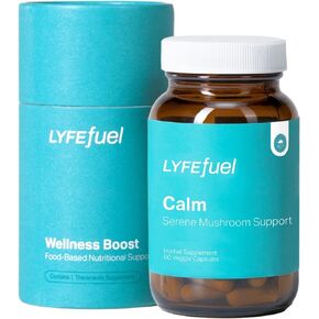 LyfeFuel Adaptogen Blend for Stress Relief - Whole Food Mushroom Supplement & Organic Herb Complex to Manage Cortisol | Lion’s Mane, TurkeyTail, Reishi, Ashwagandha | 60 Vegan Capsules