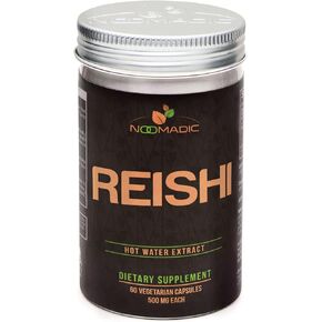 Reishi Mushroom, 60 Capsules, 500mg Each, General Wellness & Longevity, Hot Water Extract, Fruiting Bodies, 30% Beta-D-Glucans