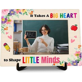 Teacher Pictures Frame, It Takes A Big Heart To Shape Little Minds Photo Frame, Appreciation Thank You Gifts For Best Teacher, Office Home Living Room Bedroom Decoration -a34