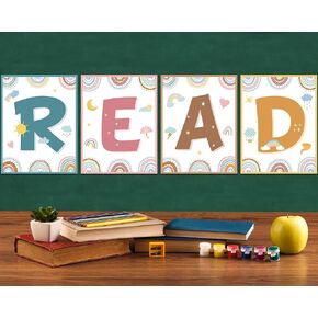 Classroom Decorations Reading Poster for Teachers Bulletin Board and Wall Decor for Pre School, Elementary, Middle School, Daycare, Library Read Sign(Colorful Dots)