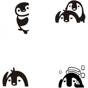 Removable Switch Stickers, 4 Cute Penguins Cartoon Wall Sticker, Light Switch Decor Decals, Family DIY Decor Art Stickers Home Decor Wall for Kids Bedroom Office Home Decoration