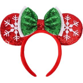 Mouse Ears Headbands, Sequin Mouse Ears for Women Girls Boys, Shiny Bow Headband for Cosplay Costume Party Decorations Hair Accessories (Polka Dots)