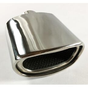 Exhaust Tip 2.25" Inlet 5.50 X 3.00" High 7.00" Double Wall Rolled Oval Resonated Stainless Steel
