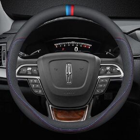 Customized Steering Wheel Cover Compatible for Chevrolet,Stylish Non-Slip Nappa Leather Steering Wheel Cover with 2 Coasters and USB Fast Charging Cable