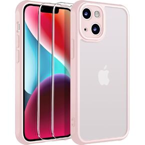for iPhone 14 Plus Case, [Military-Grade Protection] [with 2 pcs Screen Protector] Full-Body Matte Protective Phone Case with Camera Cover.(Black)
