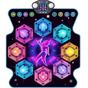 Light Up Dance Mat Toys for Kids - Best Birthday Gifts for Girls Boys Electronic 8-Keys Dance Game, Adjustable Volume 27 Levels Dance Pad with LED Lights Built-in Music for Ages 3-8 Years Old