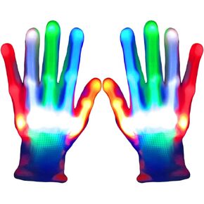 Toys Gifts Age 6-12 Years Old Led Light up Gloves Rainbow Glow Gloves for Kids Adults Rave Birthday Party Halloween Christmas Stocking Stuffers（1PM）