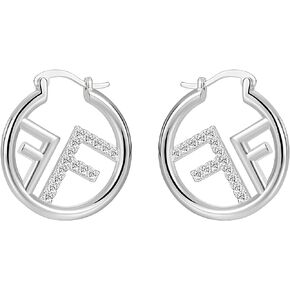 Delicate 18K Gold and Diamond Women's Letter F Earrings - An elegant gift for a stylish lady.