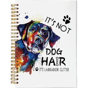 Colorful Black Labrador It's Not Dog Hair It's Labrador Glitter Spiral Notebook Journal 5.5 x 8.3 inches,Dog Themed Lined Hardcover Spiral Notebook,Gifts for Labrador Dog Lovers
