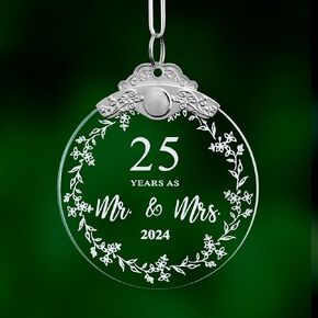25th Anniversary Wedding Gift 2024,25 Years Wedding Anniversary Ornament for Couple,Parents,Husband,Wife,Him,Her
