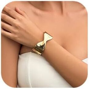 Gold Bangle Bracelets for Women Trendy Chunky Cuff Bracelet Irregular Minimalist Bangle Adjustable Open Wide Bracelets Jewelry Gift