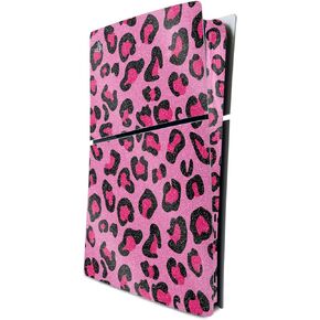 MightySkins Glossy Glitter Skin Compatible with Playstation 5 Slim Digital Edition Console Only - Pink Leopard | Protective, Durable High-Gloss Glitter Finish | Easy to Apply | Made in The USA