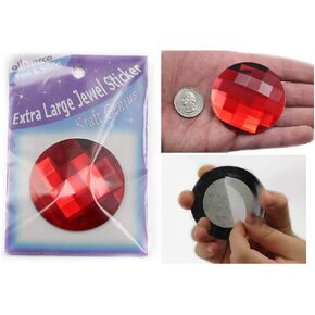 KraftGenius Allstarco 60mm Ruby H103 Extra Large Self Adhesive Round Jewels Acrylic Rhinestones Stick On Plastic Gems for Cosplay - 1 Piece
