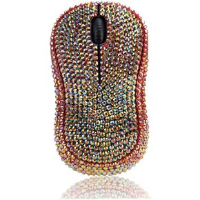Brand Luxury Bling Dazzle Jeweled Rhinestone Crystal Wireless Mouse for Computers and Laptops Office - Silver