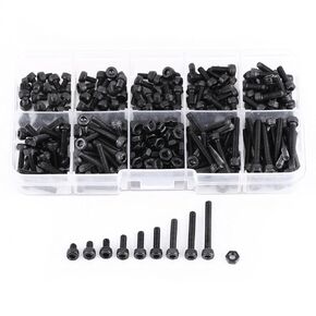 280Pcs M3 Head Hexagon Socket Screw Nut Set, Black Socket Head Screw, Length 4/5/6/8/10/12/16/20/25mm