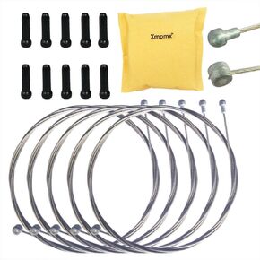5 pcs 2m Long Universal Bicycle Bike Replaceable Brake Inner Wire Cable for Moutain Bike Road Bike MTB + 10 PCs Black Alloy Cable Cap End Tip Crimp